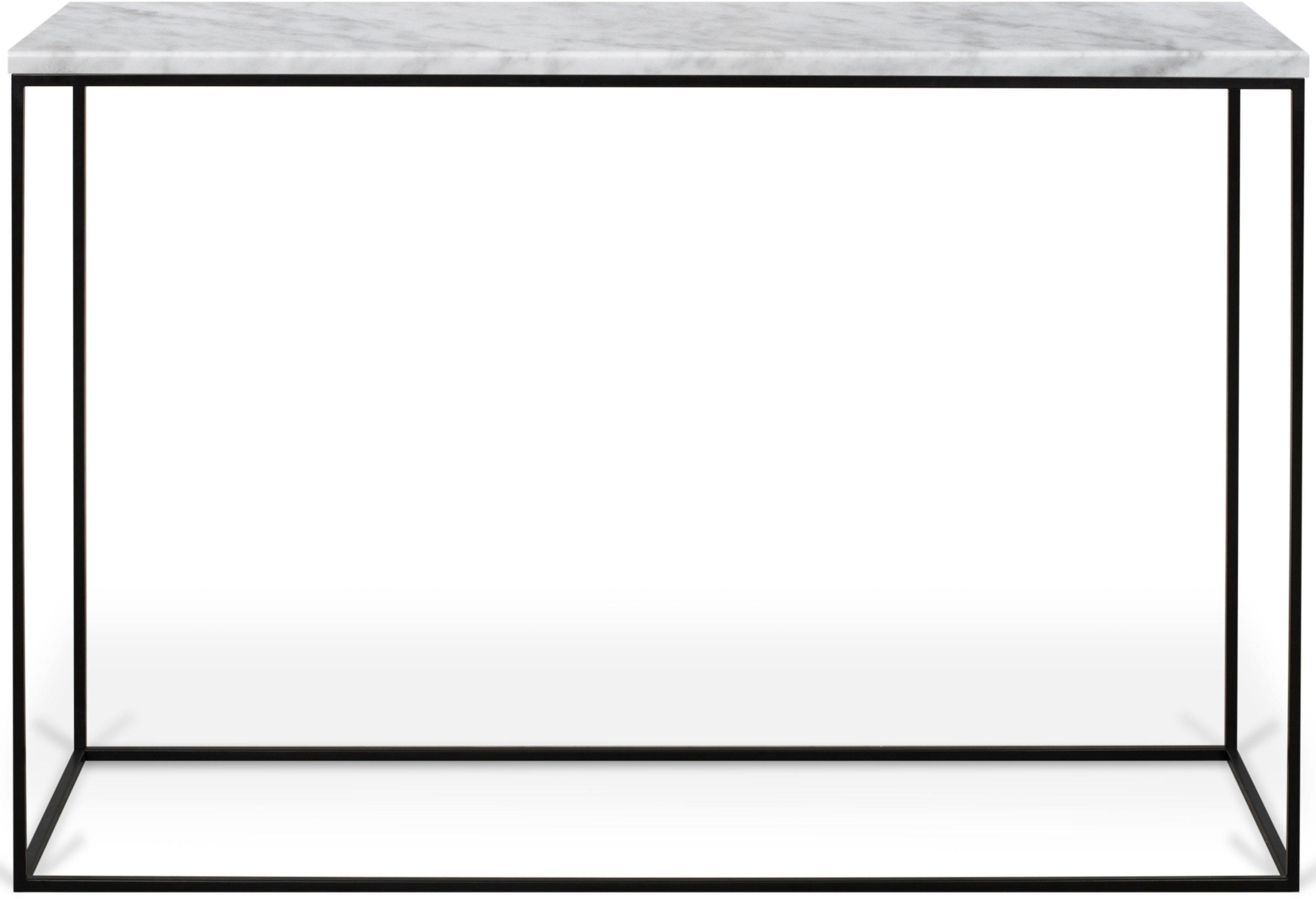 TemaHome Konsolentisch Gleam, mit schöner Marmor Tischplatte und edlem schwarzen Metallgestell Weiß | Weiß