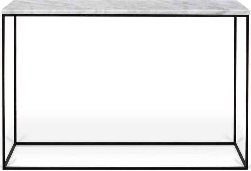 TemaHome Konsolentisch Gleam, mit schöner Marmor Tischplatte und edlem schwarzen Metallgestell