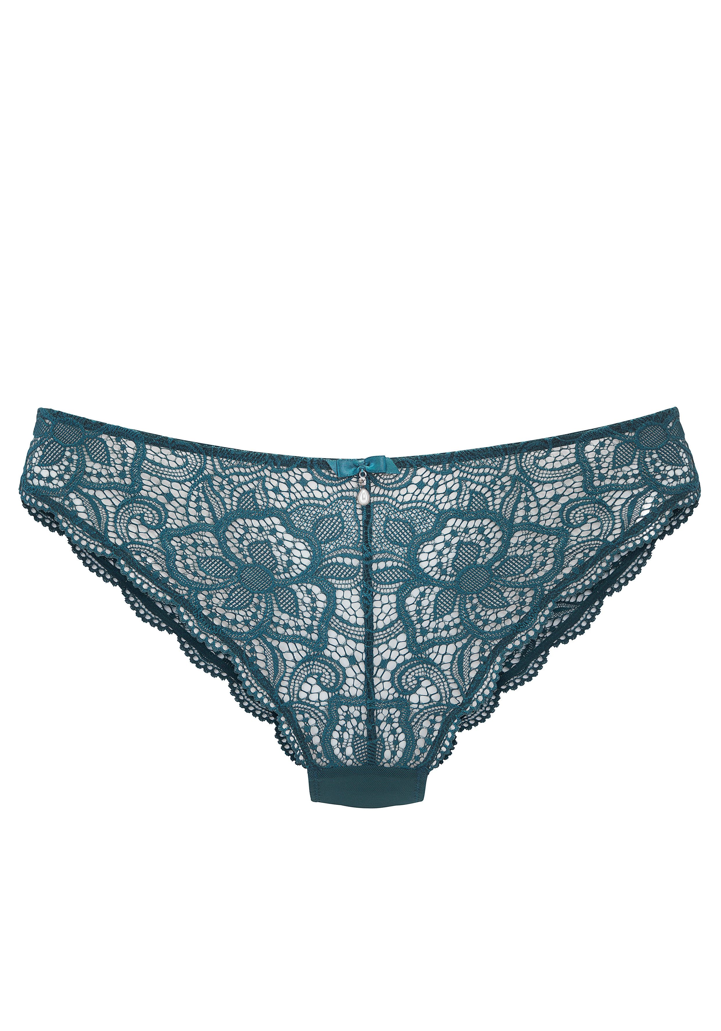 LASCANA Tanga Nikoletta mit feiner Zierschleife und Accessoire in Perlenoptik