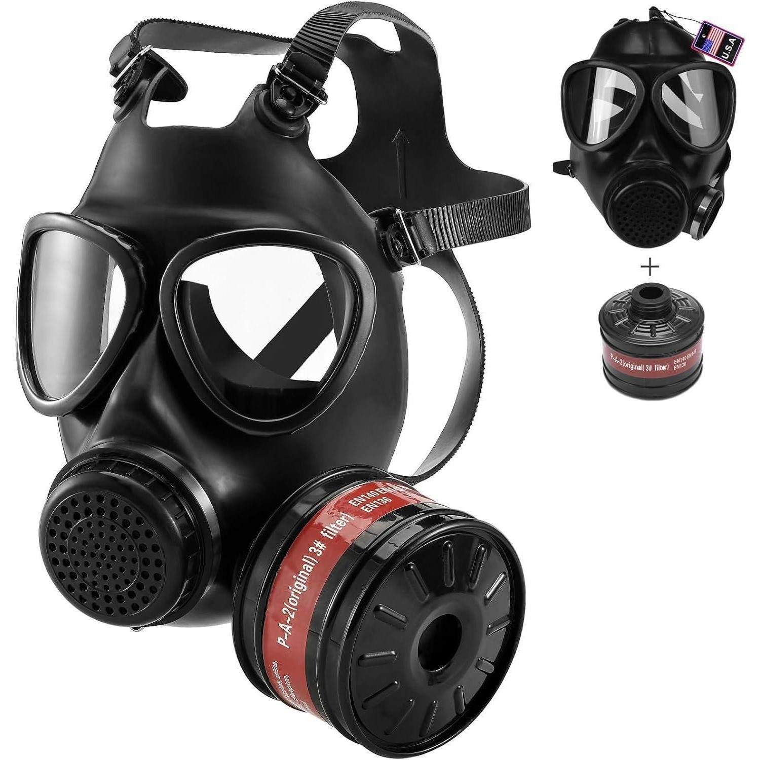 RANKSING Atemschutz-Vollmaske Atemschutzmaske Vollgesicht Wiederverwendbar Gasmaske P-A-2 40mm