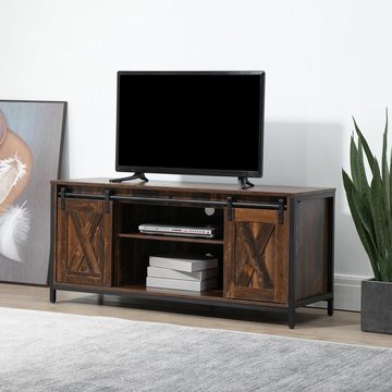 HOMCOM TV-Board TV-Schrank (Set, 1 St., 1 x TV-Bank), TV Schrank mit Schiebetüren im Industrial Design 120 x 40 x 54cm
