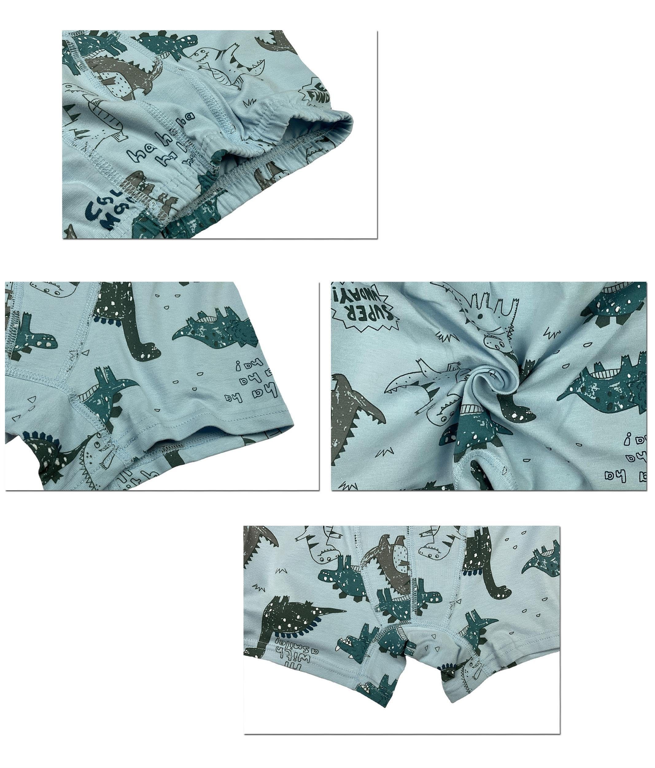 5 aus - (Spar-Packung, Unterwäsche Boxershorts Unterhosen Baumwolle Jungen DINO 5-St) LOREZA Boxershorts