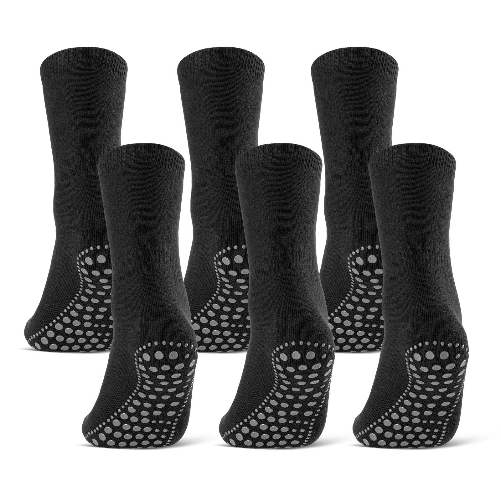 sockenkauf24 ABS-Socken 3 oder 6 Paar "Premium" Anti Rutsch Socken Damen Herren (Schwarz, 6-Paar, 39-42) ABS Socken Noppen Stoppersocken - 8600 WP