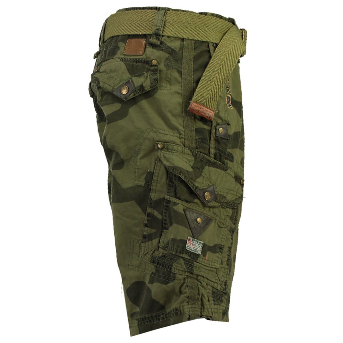 Geographical Norway Cargoshorts Herren Shorts G-PERLE (mit abnehmbarem Gürtel) in Unifarbe, Camouflage