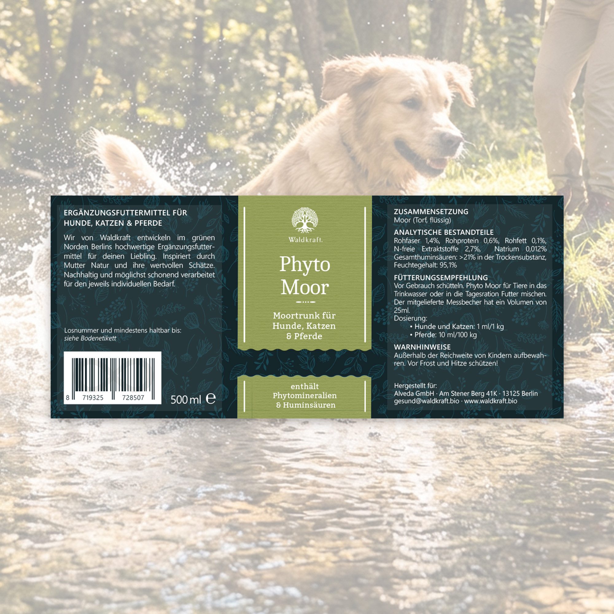 Waldkraft. Phyto Moor – Biologisch aktives Vitalstofftonikum, für: Hund, Katze, Pferd, für Hunde, Katzen und Pferde gleichermaßen geeignet