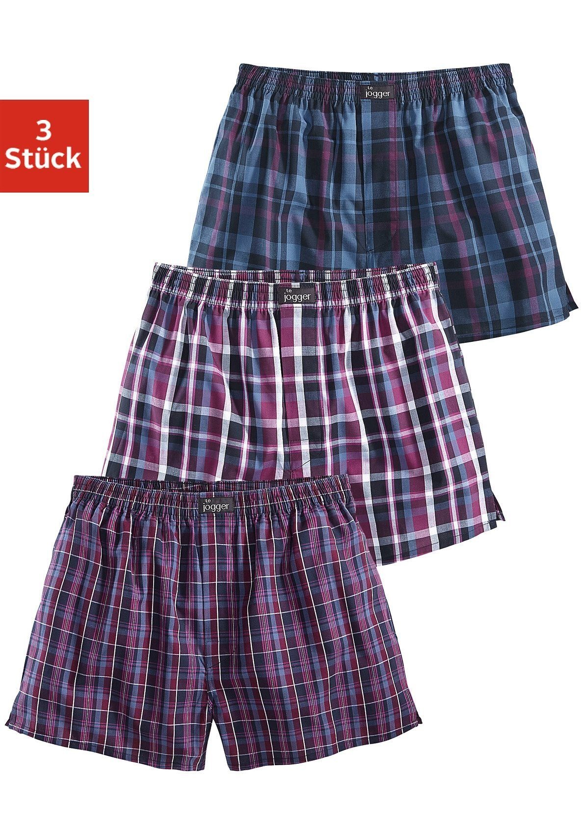 le jogger® Webboxer (Packung, 3-St) aus reiner Baumwolle günstig online kaufen
