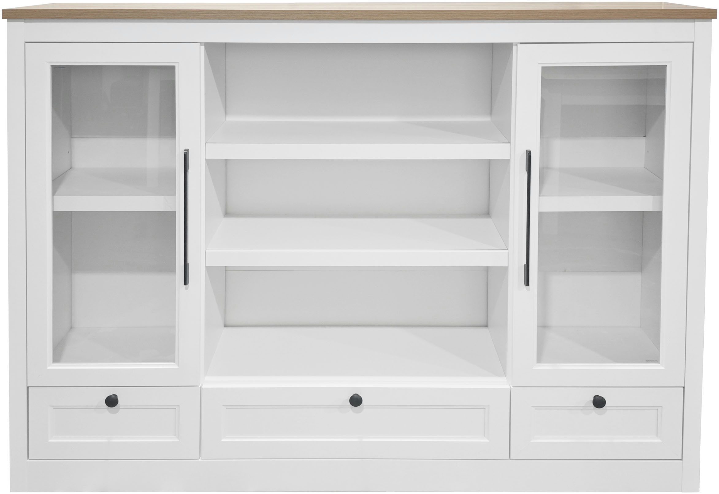 OTTO home Highboard Ismund, aus MDF, mit Holz-Zierleiste, schwarzen Metallgriffen, Höhe 121 cm