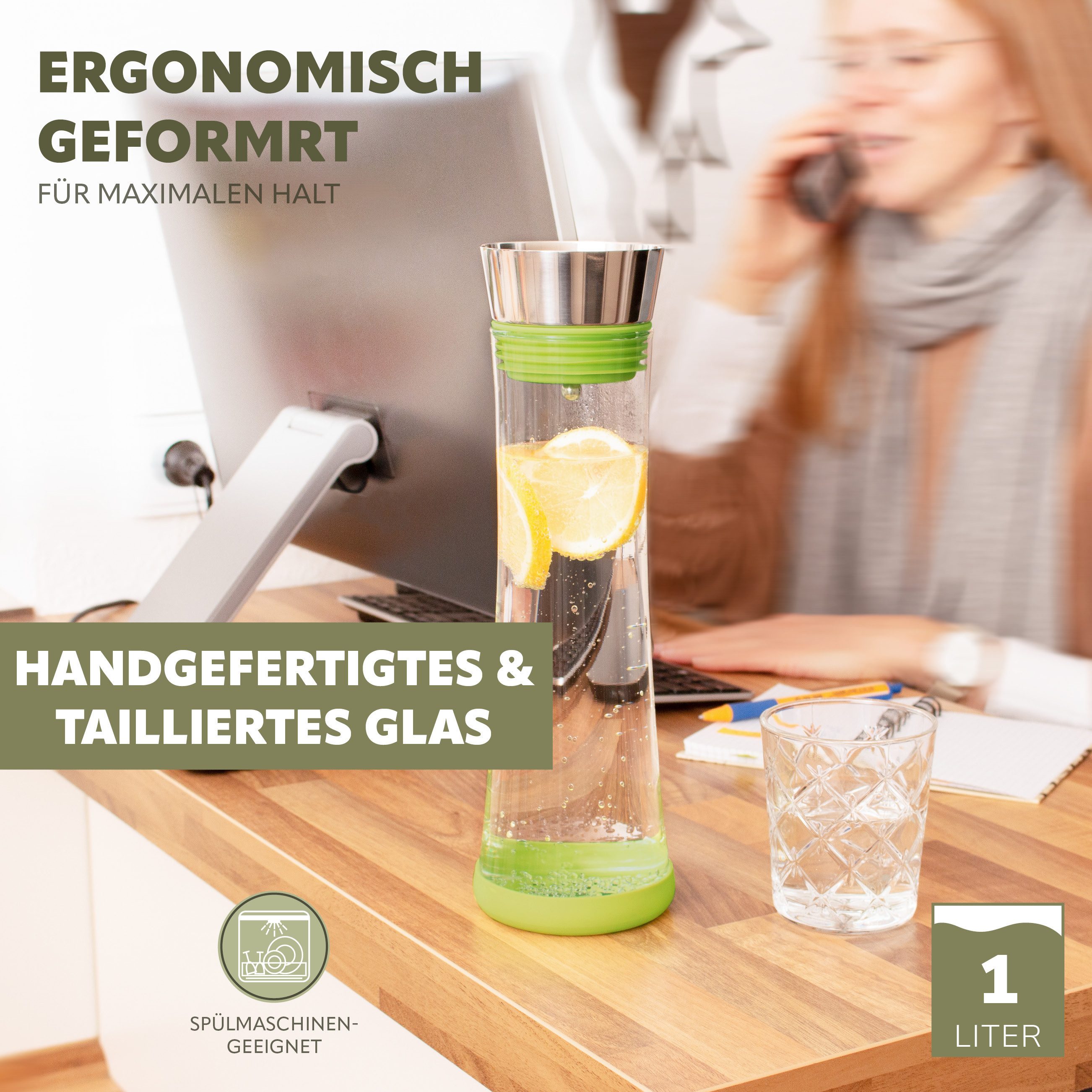 bremermann Karaffe CAROLA mit Silikonfuß - zerlegbarer Deckel - 1 Liter – Bild 4 von 5