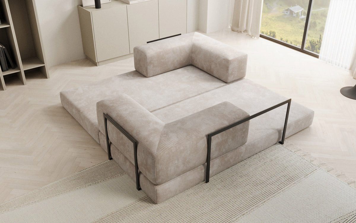 Luxusbetten24 Sofa Designer Sofa Lazy 3 Sitzer, mit Aufklappfunktion und Cordbezug – Bild 4 von 5