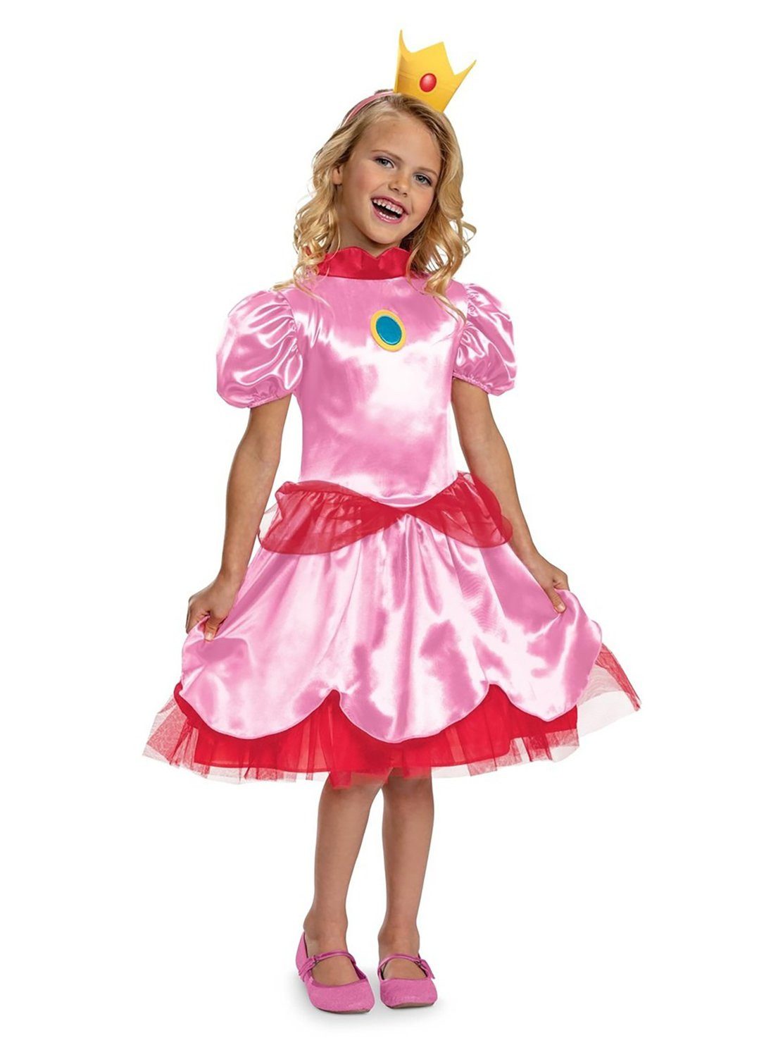 Metamorph Prinzessin-Kostüm Super Mario Bros. – Prinzessin Peach Kostüm für Ki, Süßes Kleid für kleine Gaming-Prinzessinnen
