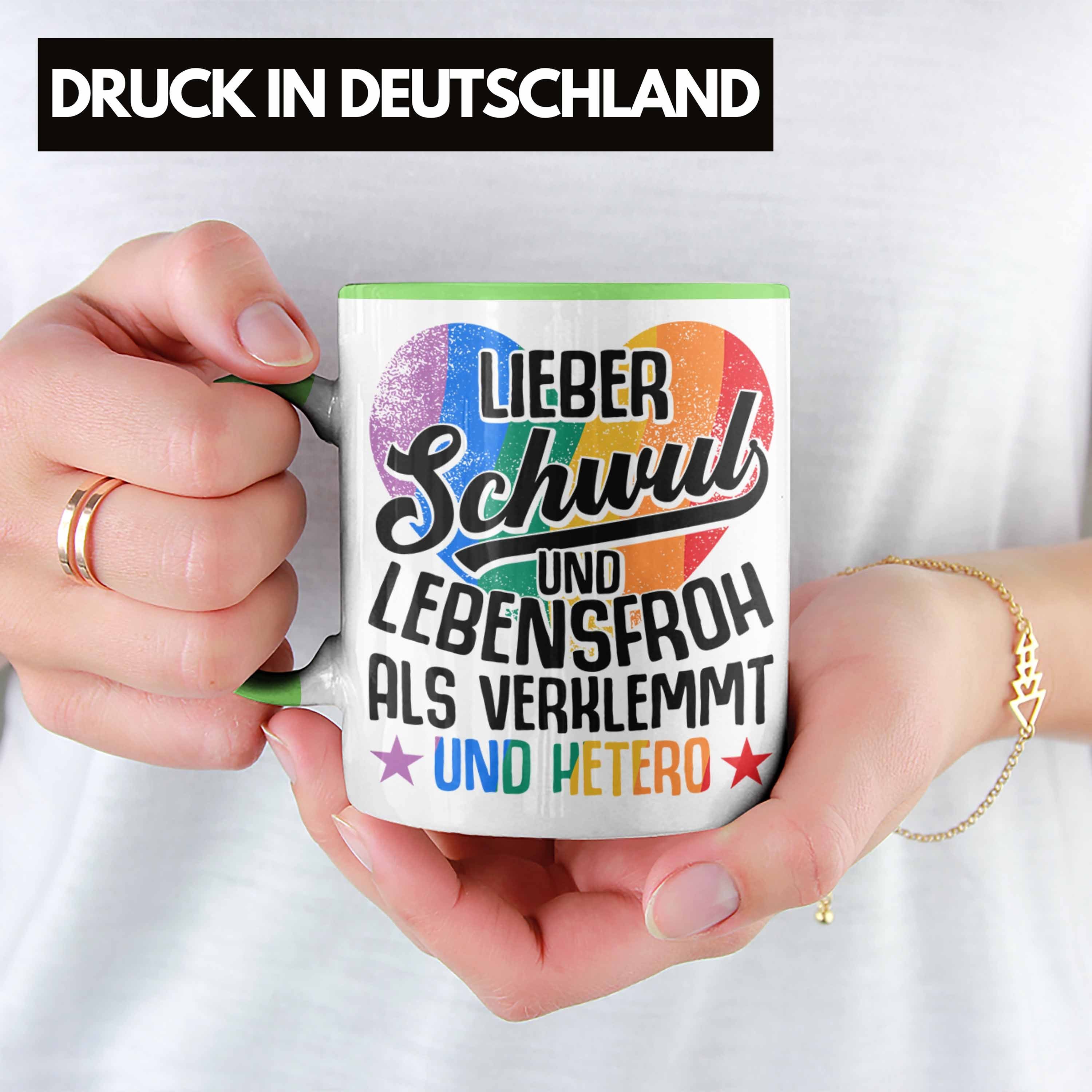 Geschenk Lesben Verklemmt Schwul und Lustige für - LIeber Regenbogen Grün Hetero Und Schwule Grafik Regenbogen Trendation Trendation Als LGBT Tasse Tasse Hetero Transgender