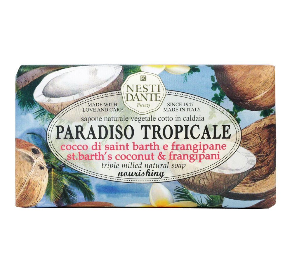 Nesti Dante Handseife Coconut & Frangipani 250 g, Hand -und Körperseife mit feinem Duft 250 g