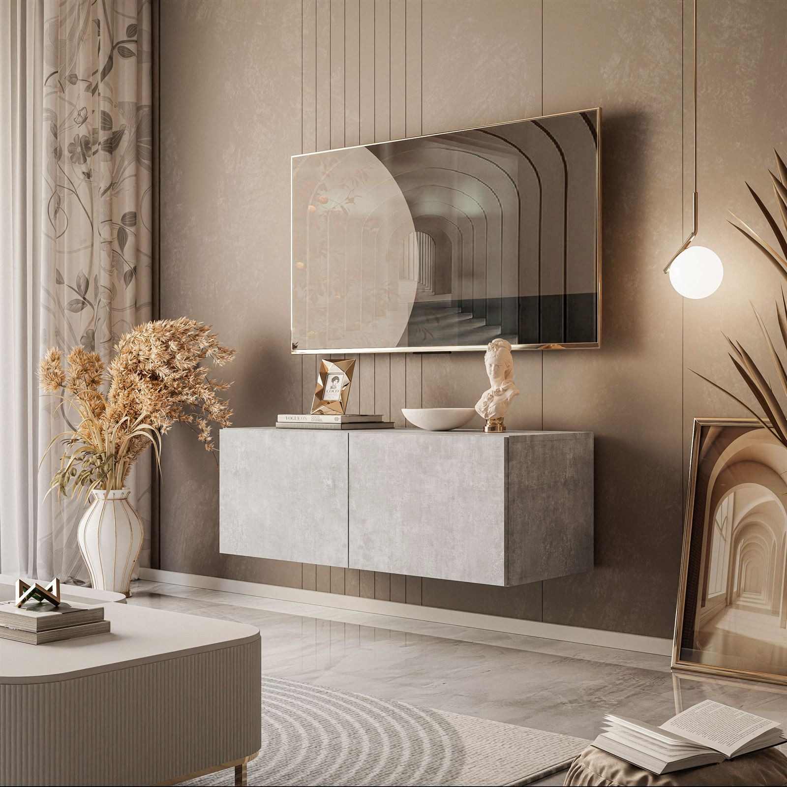 Lookway Lowboard COLGANTE 100 Hängender TV-Schrank Betonoptik günstig online kaufen