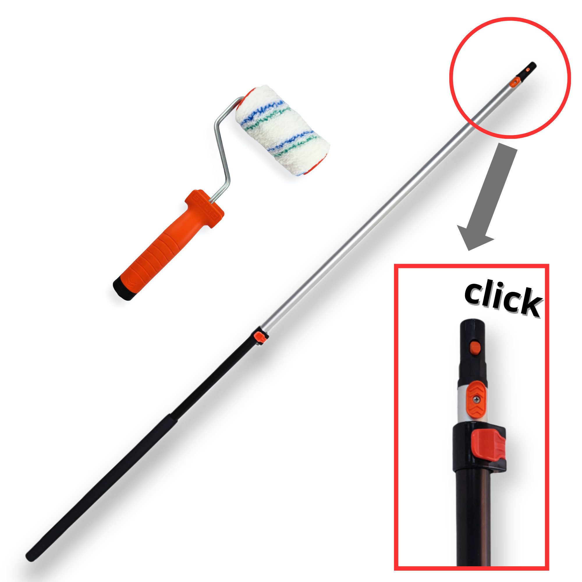 ConToo Farbroller Farbroller Mikrofaser 10cm + Bügel + Teleskopstiel CT01