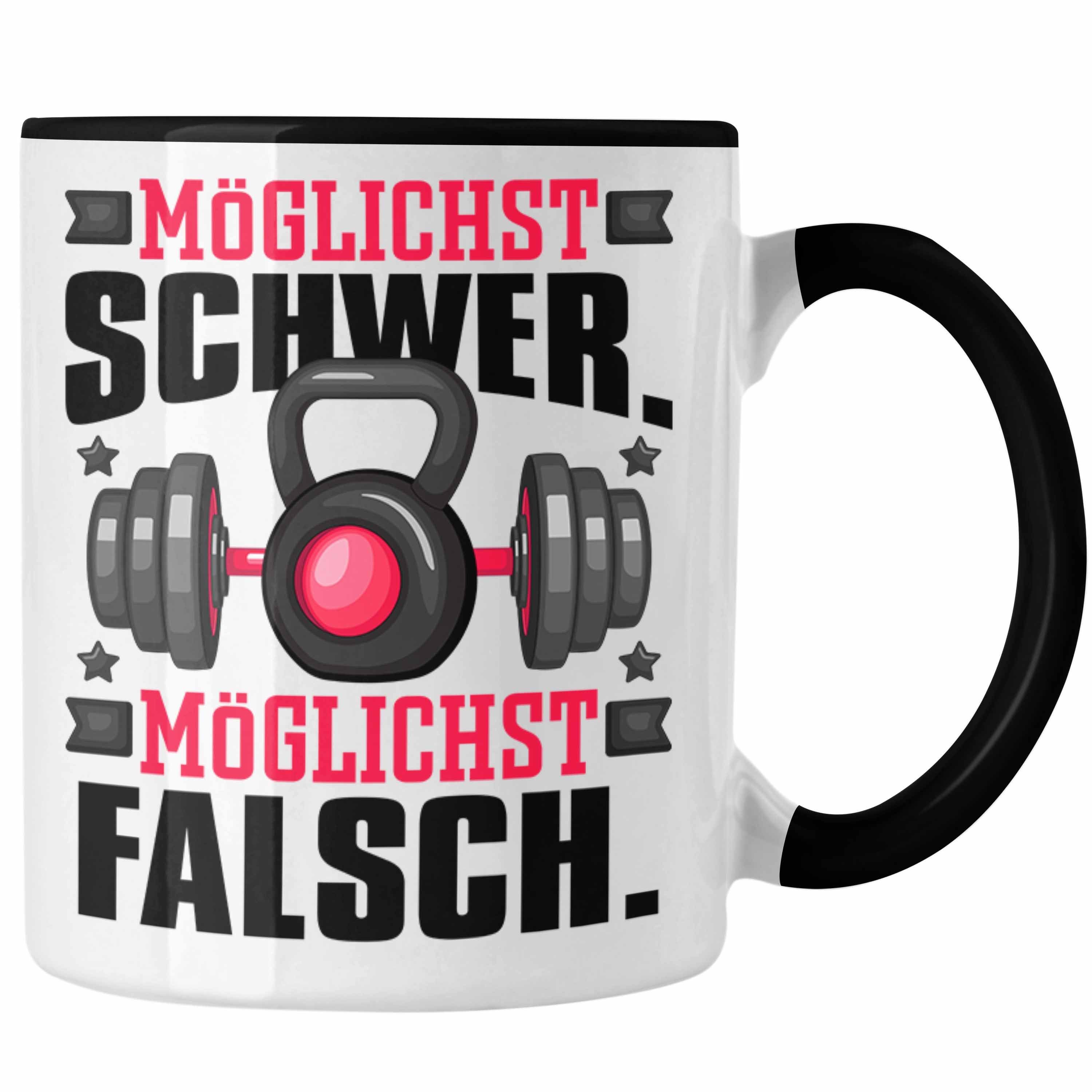 Trendation Tasse Möglichst Schwer Möglichst Falsch Tasse Geschenk Bodybuilder Bodybuild Schwarz