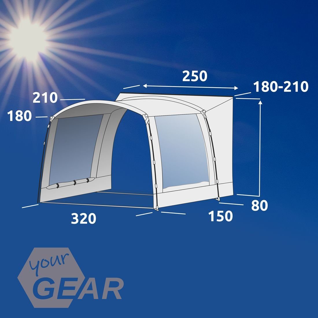 yourGEAR Vorzelt yourGEAR Panarea 320 Van Personen: 50+ Bus Camper - für Vorzelt 0 Sonnendach, UV