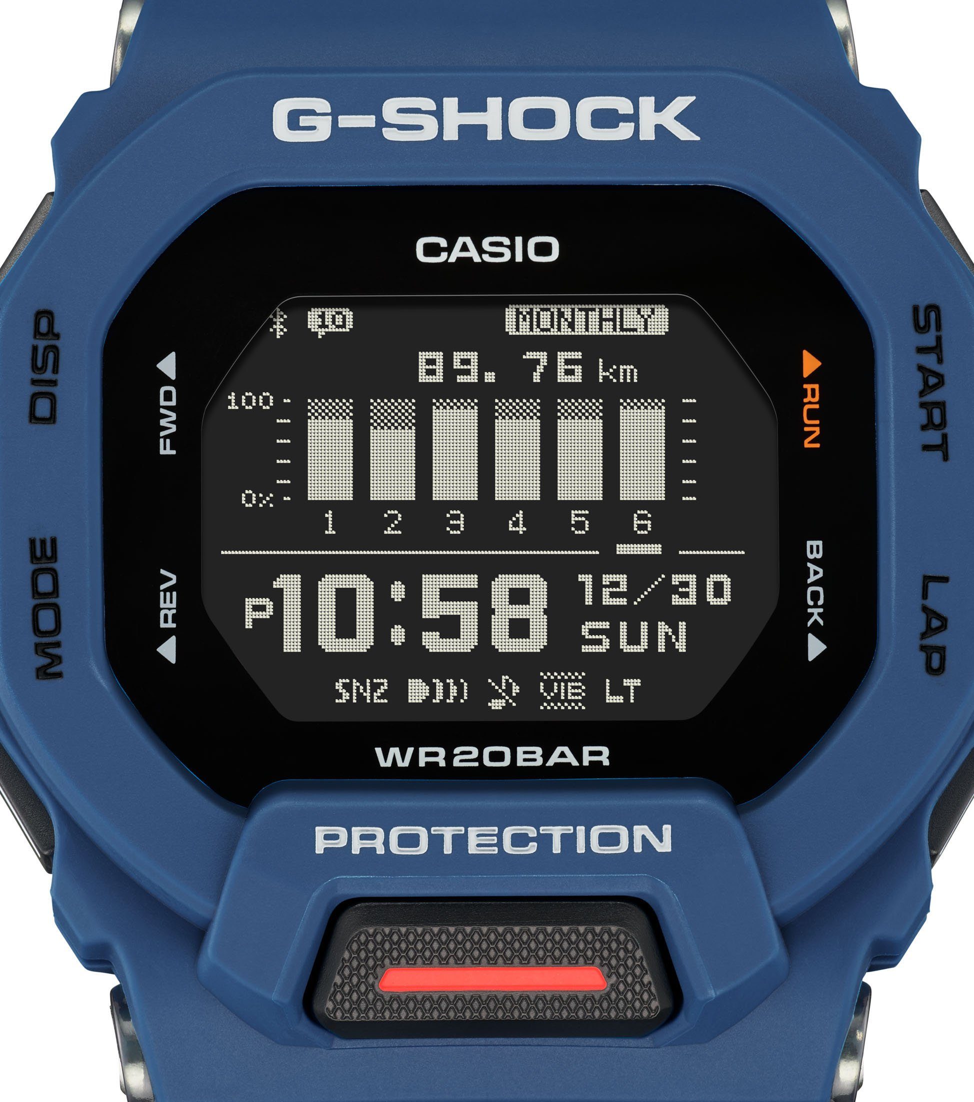 CASIO G-SHOCK GBD-200 Smartwatch, Armbanduhr, Herrenuhr, Bluetooth, Schrittzähler, Stoppfunktion blau