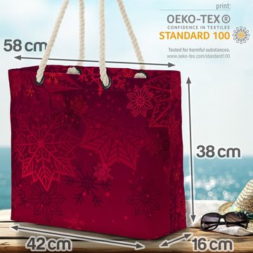VOID Strandtasche (1-tlg), Weihnachtsstern rot Beach Bag Weihnachten Blumen Geschenke Sterne Nacht Heilig