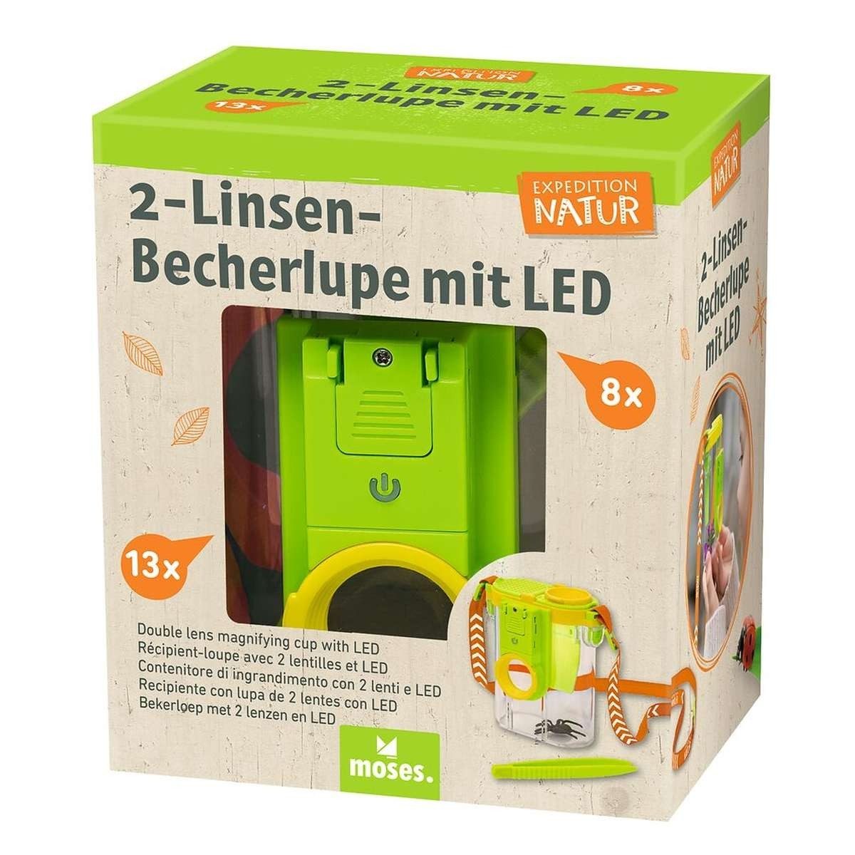 Moses. Verlag Becherlupe Expedition Natur 2-Linsen-Becherlupe mit LED 8x & 13x Vergrößerung