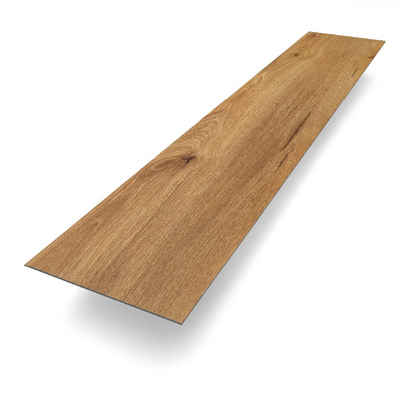 Bodenglück Vinylboden Klebe-Vinyl Usedom, Braun, natürliche Holzoptik, 1219 x 228 x 2,5 mm, Paketpreis für 3,34 m², Fußwarm, wasserfest, pflegeleicht, minimale Aufbauhöhe, für Fußbodenheizung geeignet