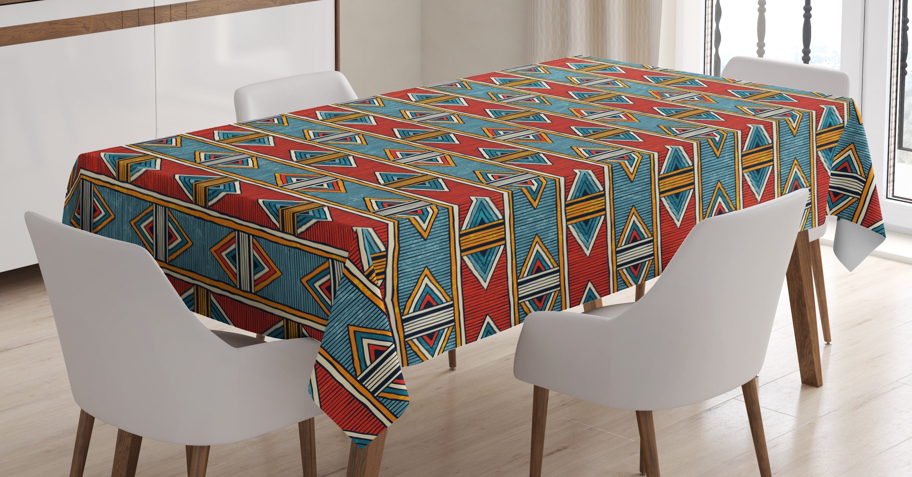 Abakuhaus Tischdecke Farbfest Außen Rhombus geeignet afrikanisch Waschbar Bereich den Klare Für Farben, Tribal