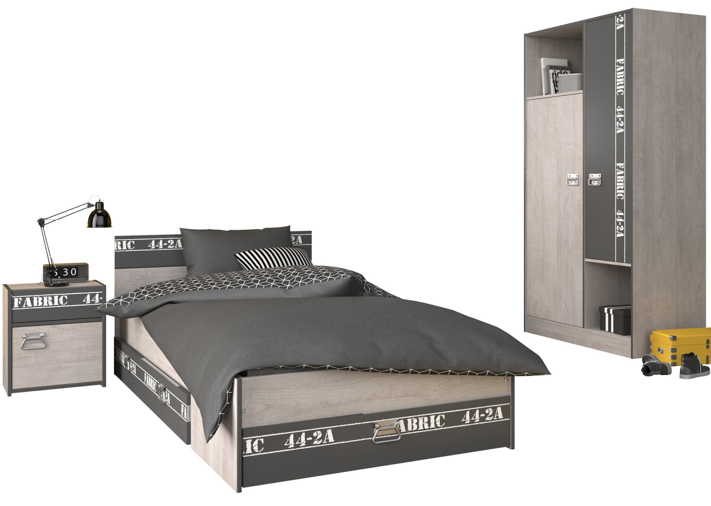 Parisot Jugendzimmer-Set "Fabric", (Set, 4 tlg., Bett, Bettschubkasten, Kle günstig online kaufen