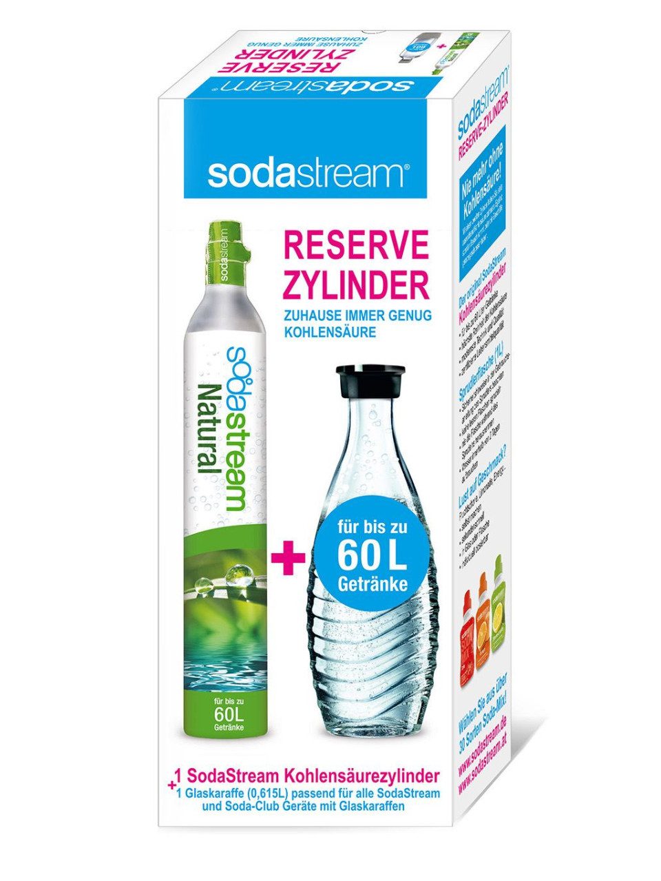 SodaStream CO₂-Zylinder Sodastream Reservezylinder mit Glaskaraffe
