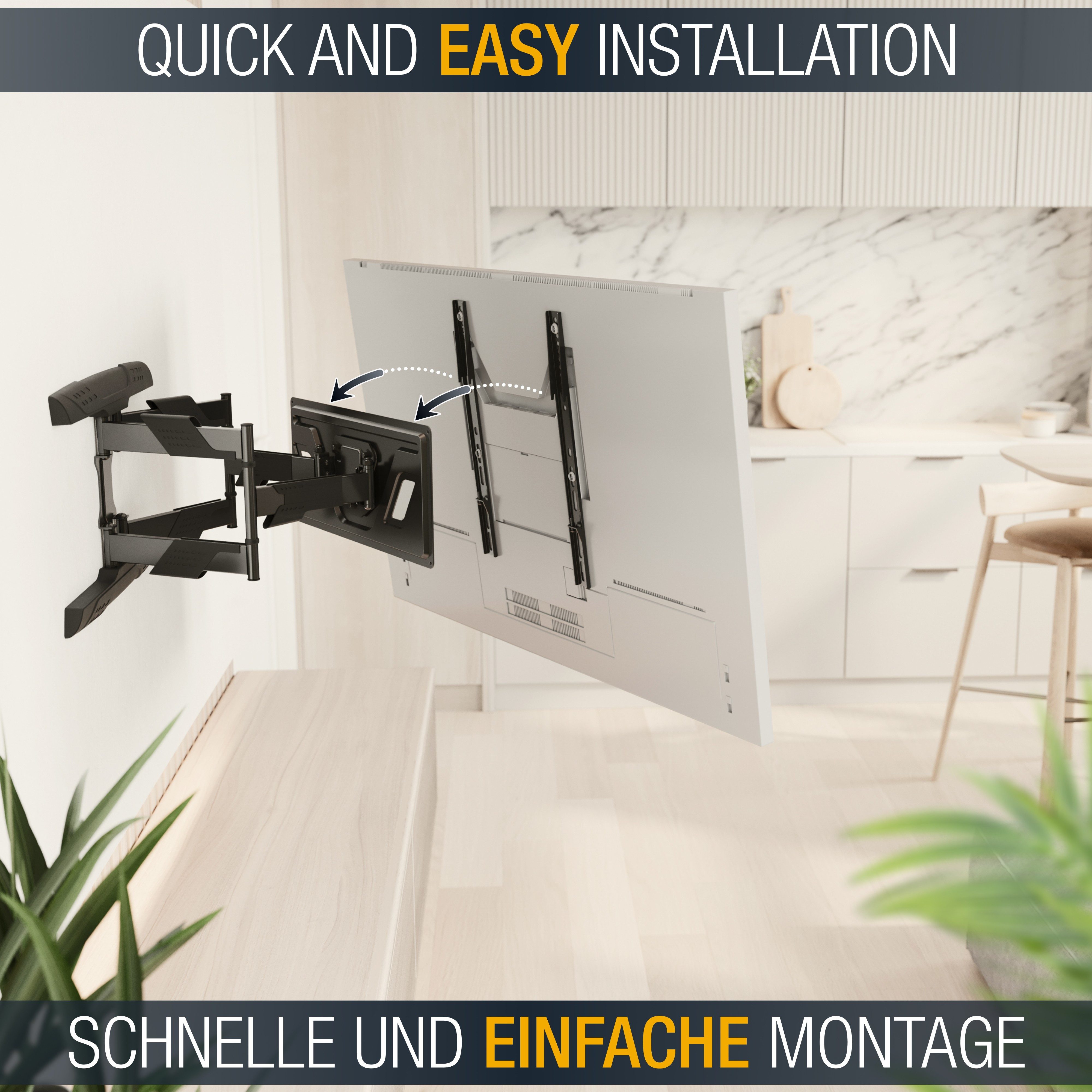 RICOO TV-Wandhalterung TV Wandhalterung Schwenkbar & Neigbar für 32-65 Zoll S9544, (bis 65 Zoll, VESA 200x200 bis 400x400, 1-tlg., 45Kg Aufnahme, 32" bis 65" (81-165 cm) Bildschirm Diagonale, bis +15°/-7 Neigung, bis 120° Schwenkung +/-3° Drehung Monitor Halter)