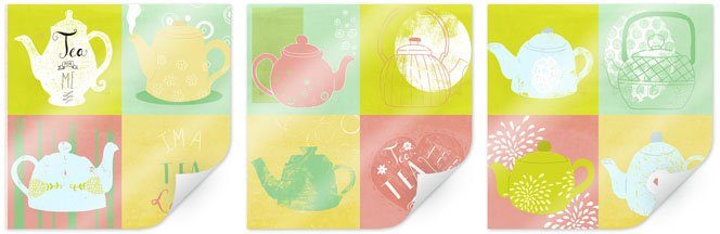 Im Trend Wall-Art Poster 3er Set Tea Wandbild, St), Küche Esszimmer (3 Time, Bild, Poster, Wandposter