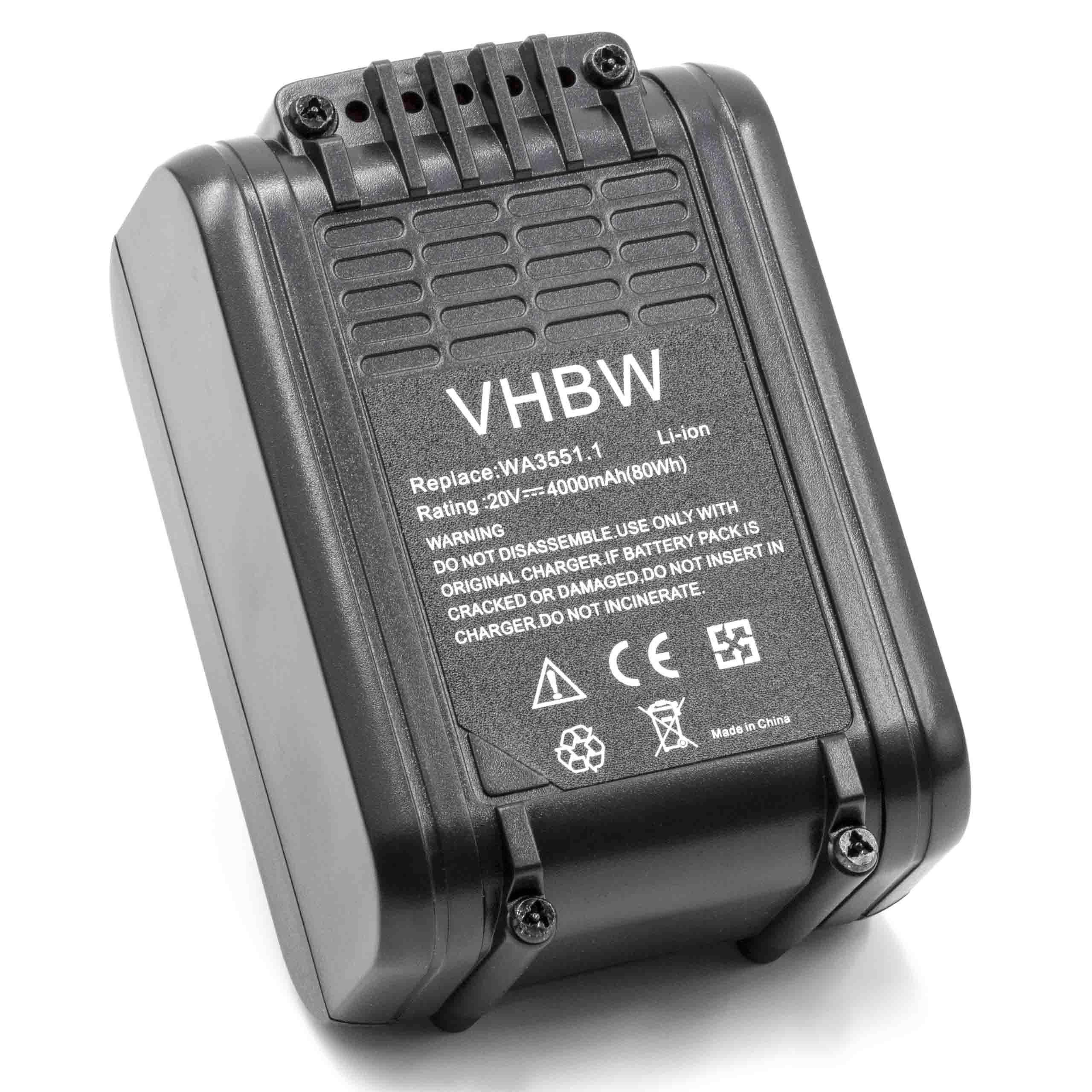 vhbw Akku Ersatz für Baugleiche Originalteilebezeichnung Rockwell RW9351.1 für Elektrowerkzeug (4000mAh, 20V, Li-Ion) 4000 mAh