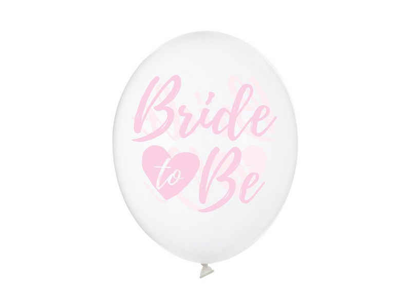 partydeco Luftballon, Luftballons 30cm mit Aufdruck Bride to be 6er Set klar / rosa