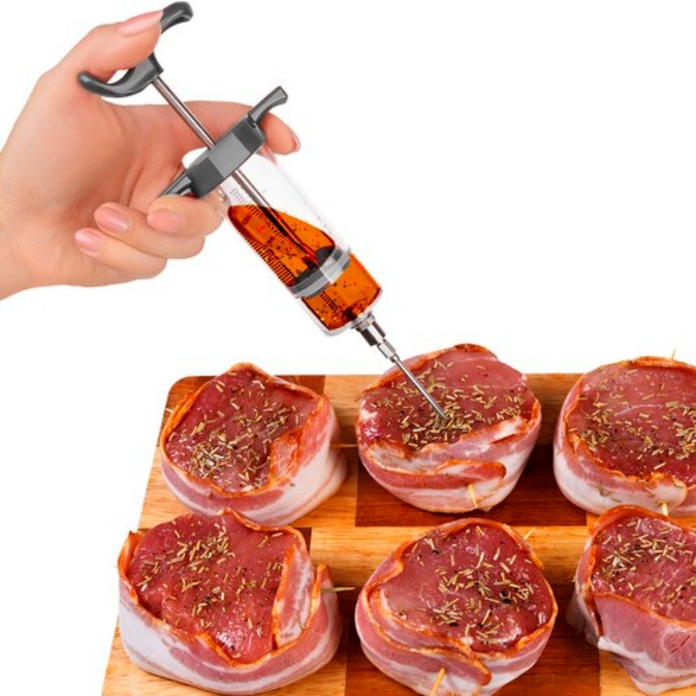 Ruhhy Marinierspritze Fleischinjektor 3 Spitzen, (Spar-Set, 1-St., praktisch langlebig), Wiederverwendbar, eine 50 ml Schinkenspritze – Bild 2 von 5
