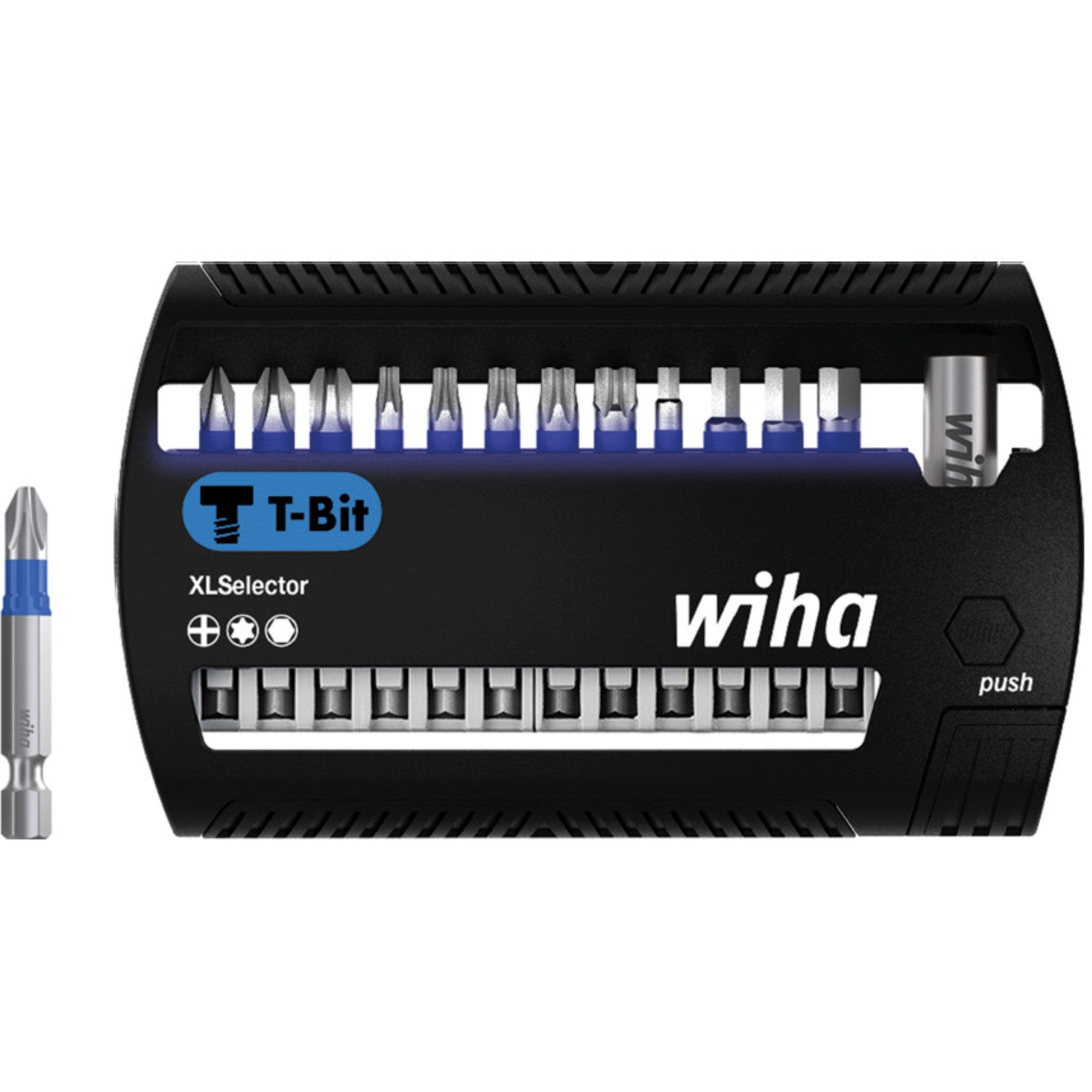 Bohrer- und Bitset Wiha Bit-Satz XLSelector T-Bit 50mm, 13-teilig