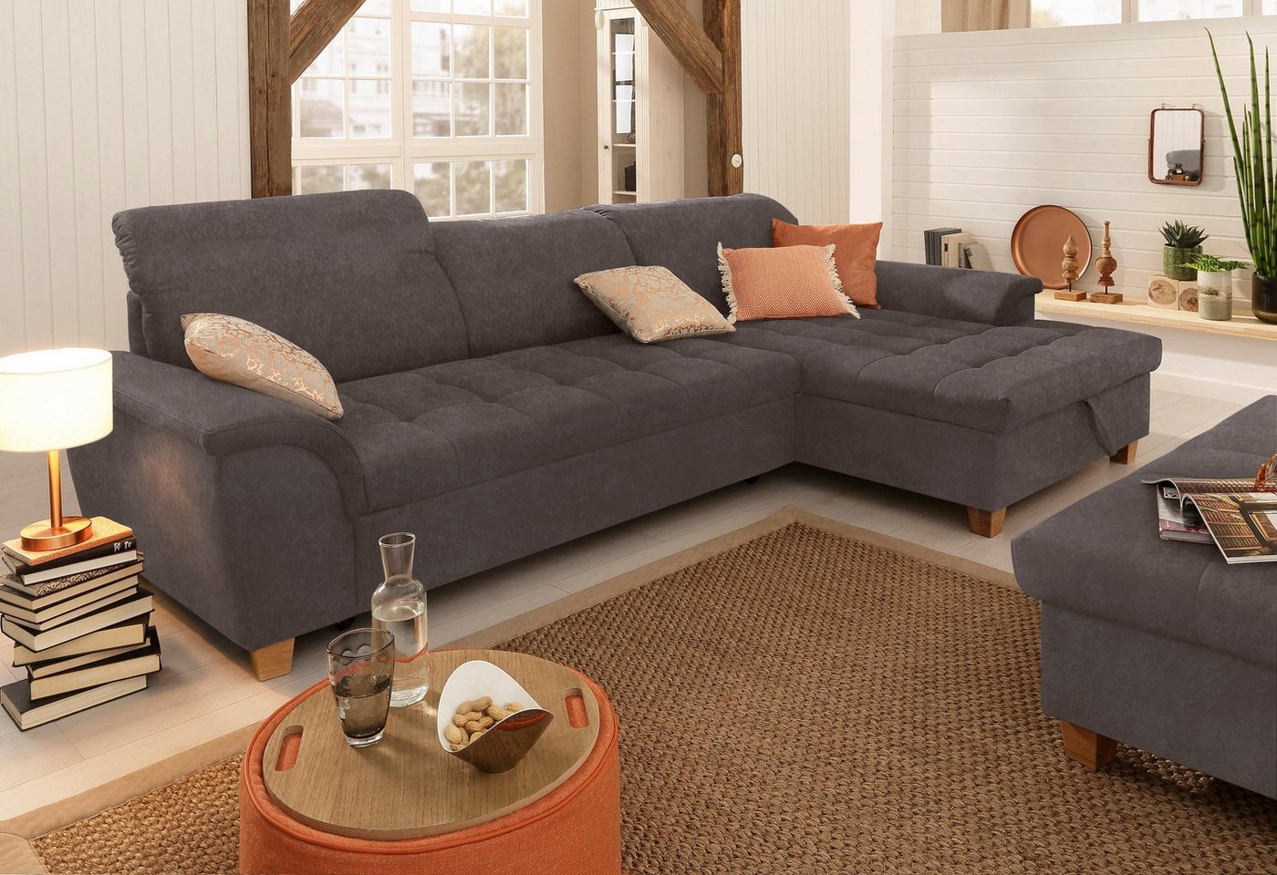 Home affaire Ecksofa Lyla fester Sitzkomfort, bequeme Armlehnen, Breite 279cm, L-Form, mit Recamiere, wahlweise mit Rückenfunktion und …
