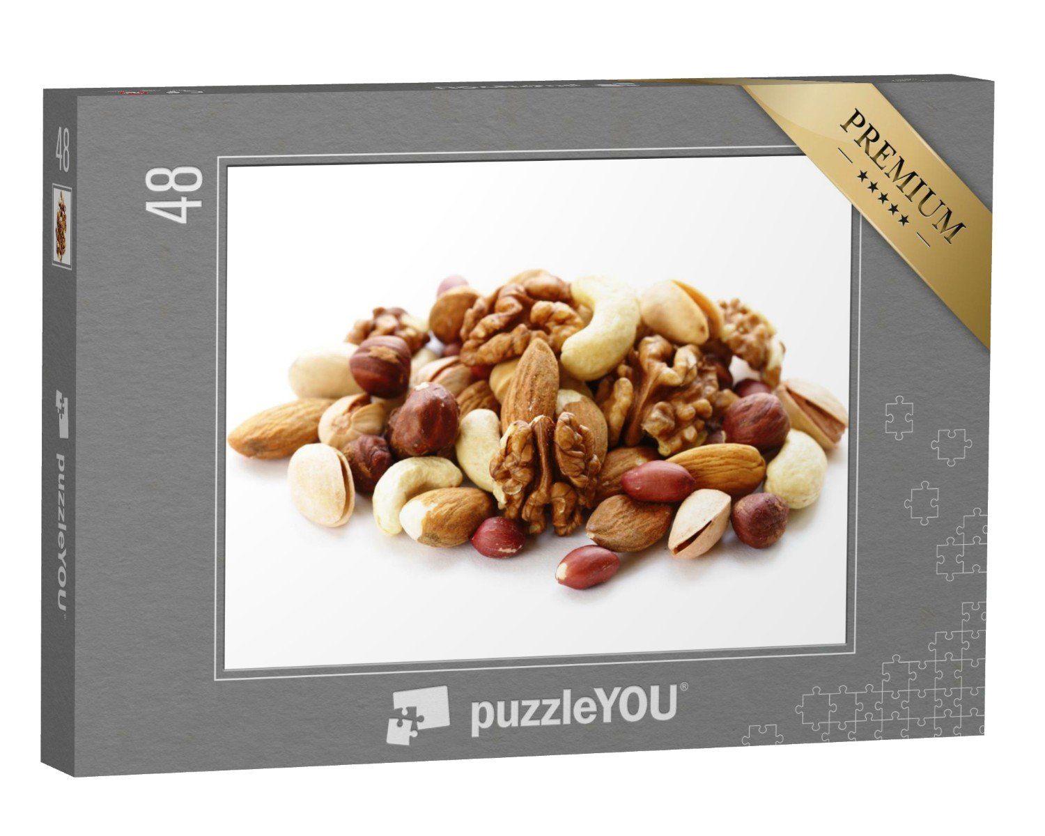 puzzleYOU Puzzle Cashews, Pistazien, Haselnüsse, Walnüsse, Mandeln, 48 Puzzleteile, puzzleYOU-Kollektionen Nüsse