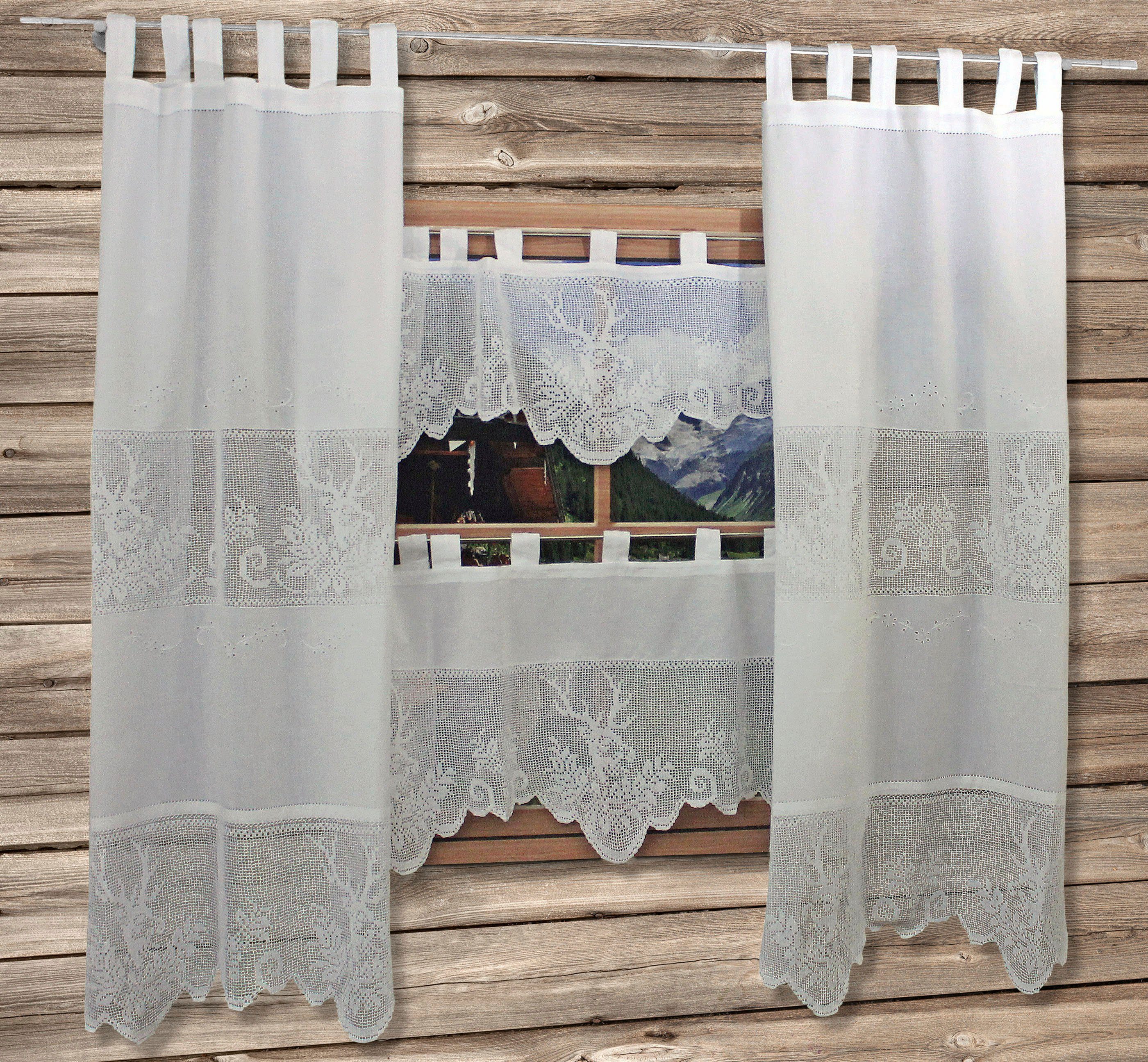 (1 halbtransparent Stangendurchzug Querbehang - HOME DECO, St), Hirsch, OF HOSSNER ART