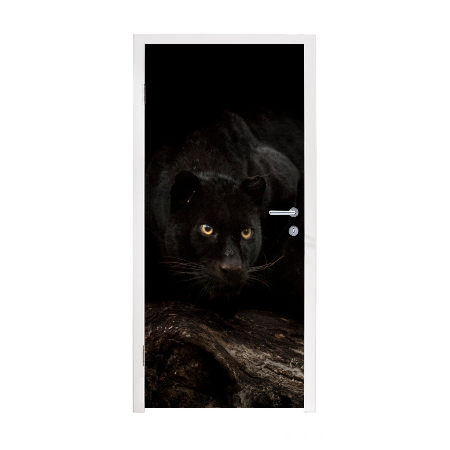 MuchoWow Türtapete Panther - Wald - Augen, Matt, bedruckt, (1 St), Fototapete für Tür, Türaufkleber, 75x205 cm