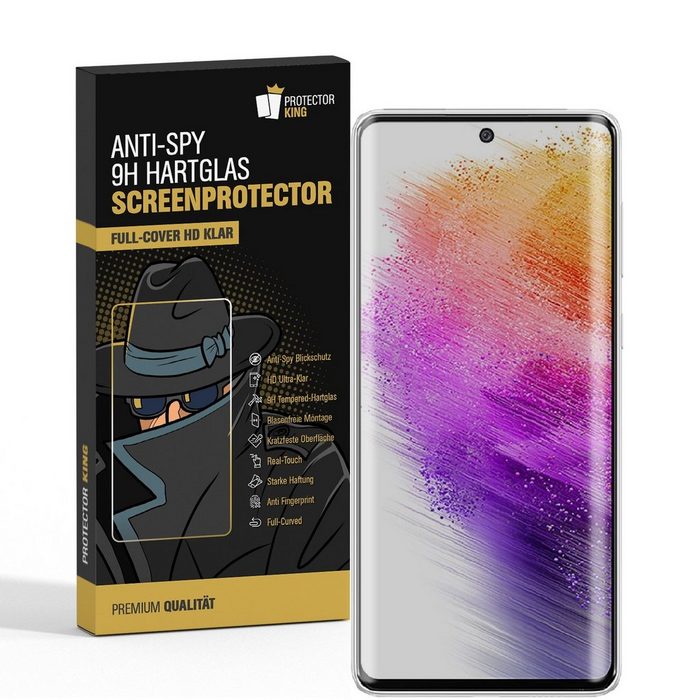 Protectorking Schutzfolie 1x 9H Hartglas für Samsung Galaxy A72 FULL COVER (1-Stück 1-Set) FULL COVER 9H Tempred Panzerglas ANTI-SPY PRIVACY BLICKSCHUTZ