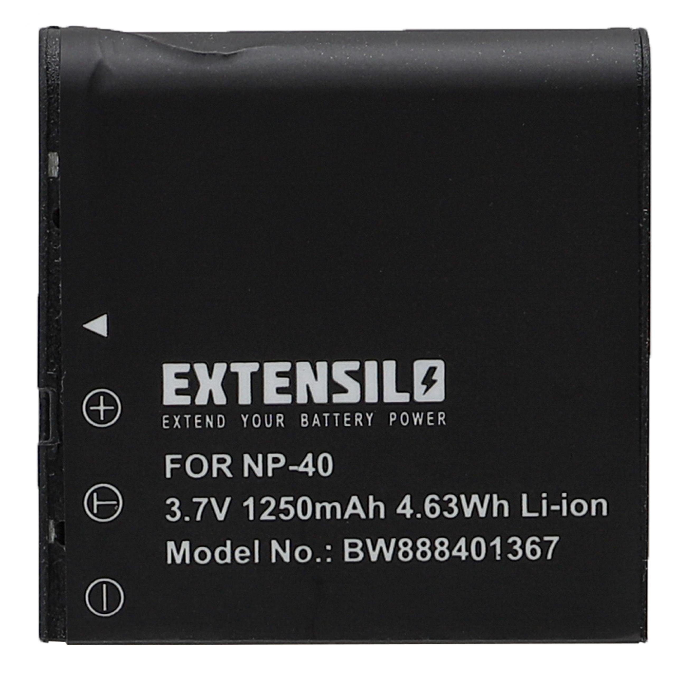 Extensilo kompatibel mit Silvercrest DV-5300HD, DV-1000HD Kamera-Akku Li-Ion 1250 mAh (3,7 V)