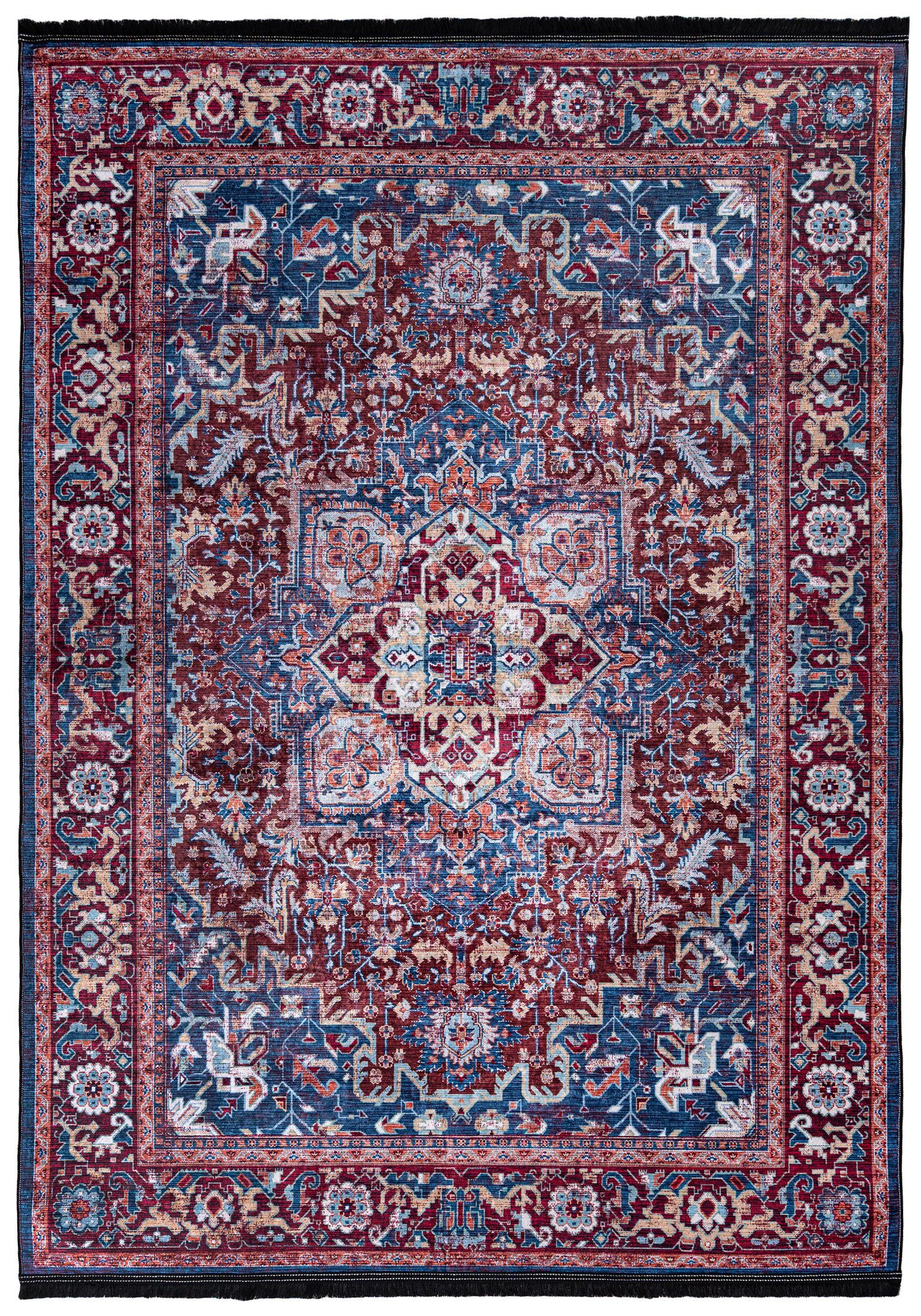 Orient Teppich, in Traditioneller 5 Teppich Mazovia, cm, Rot Vintage 170 / Waschbar 38950 Waschmaschine, 120 mm, Orientteppich Kurflor, Blau Höhe Orientalisch Rutschfest x