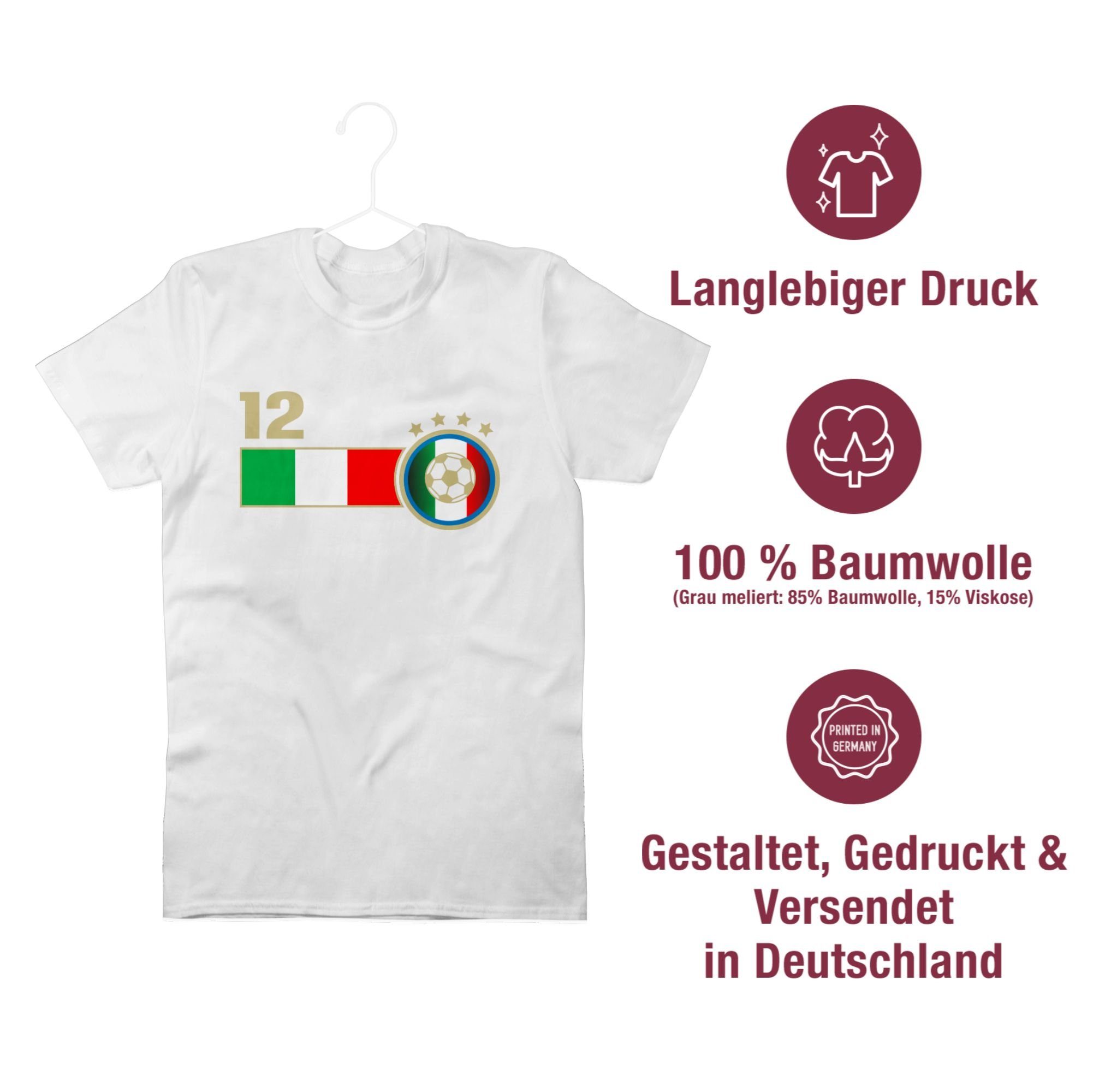 EM 2024 12. T-Shirt Mann Italien Shirtracer 02 Mannschaft Fussball Weiß