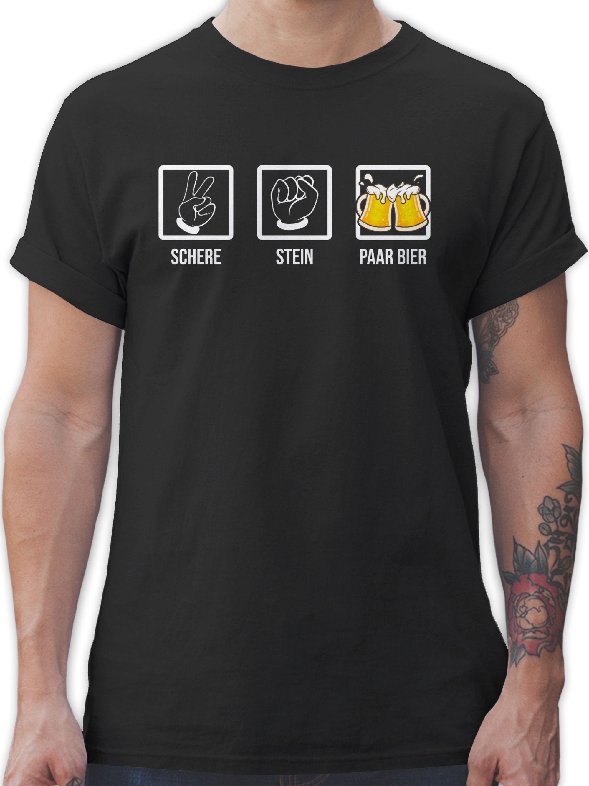 Shirtracer T-Shirt Schere Stein Paar Bier - Lustiges Saufen Bierliebhaber Betrinken Hopfe Vatertag Geschenk für Papa 01 Schwarz