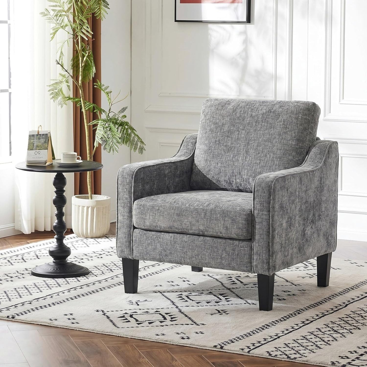 TLGREEN Loungesessel Accent Sessel mit Kissen,Chenille Polstersessel – 75×71×90 cm (Bequemes Einzelsitz-sofa),Lesesessel bequem, fur Wohnzimmer, Büro & Wohnung,Apartment
