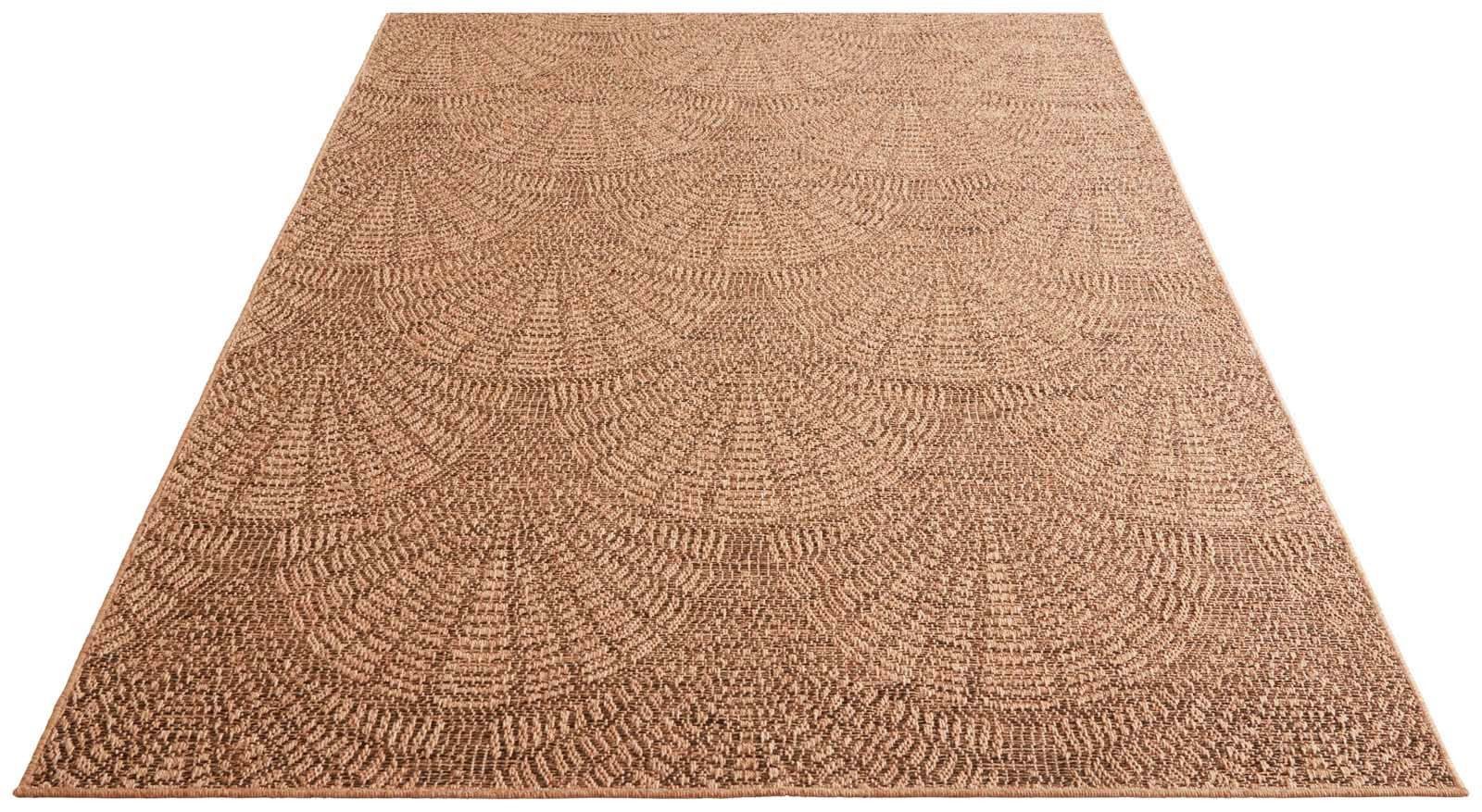 TaraCarpet Teppich TaraCarpet Borneo Peacock Outdoor Teppich – Wetterfester Indoor &, rechteckig, Höhe: 6 mm, Küche Wohnzimmer Terrasse Garten Balkon beige 80x150