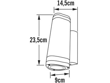 KONSTSMIDE LED Außen-Wandleuchte, LED wechselbar, warmweiß, Fassadenbeleuchtung Up Down Haus-wand Carport beleuchten Schwarz, 24cm