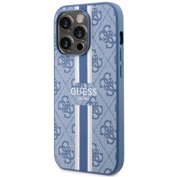 Guess Smartphone-Hülle Guess 4G Printed Stripes MagSafe Schutzhülle Apple iPhone 14 Pro Blau