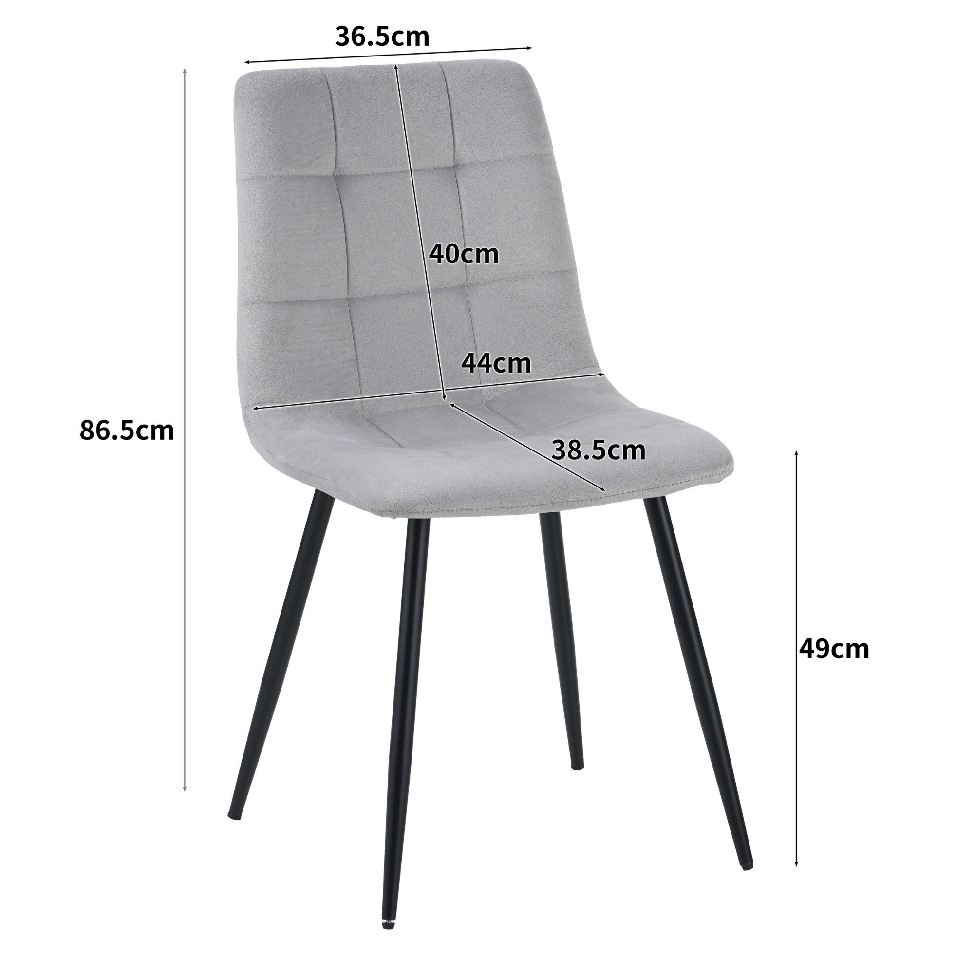 Albatros International Esszimmerstuhl Esszimmer Stühle 4 er Set BORA, Stuhl Stühle Esszimmerstühle, Küche (4er Set, Grau, Samt Bezug), Küchenstuhl Küchenstühle  – Bild 5 von 5