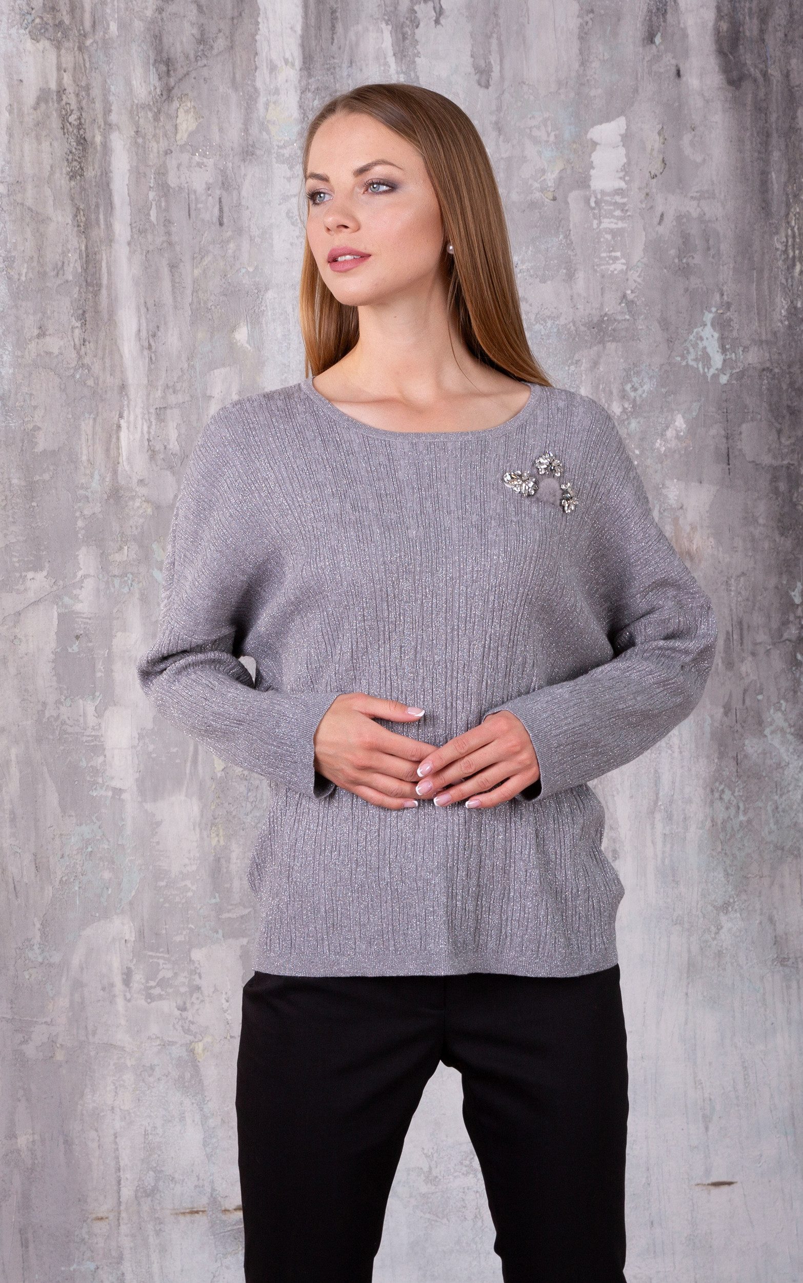 Passioni Strickpullover Glitzerpullover mit Schmuckdetails günstig online kaufen