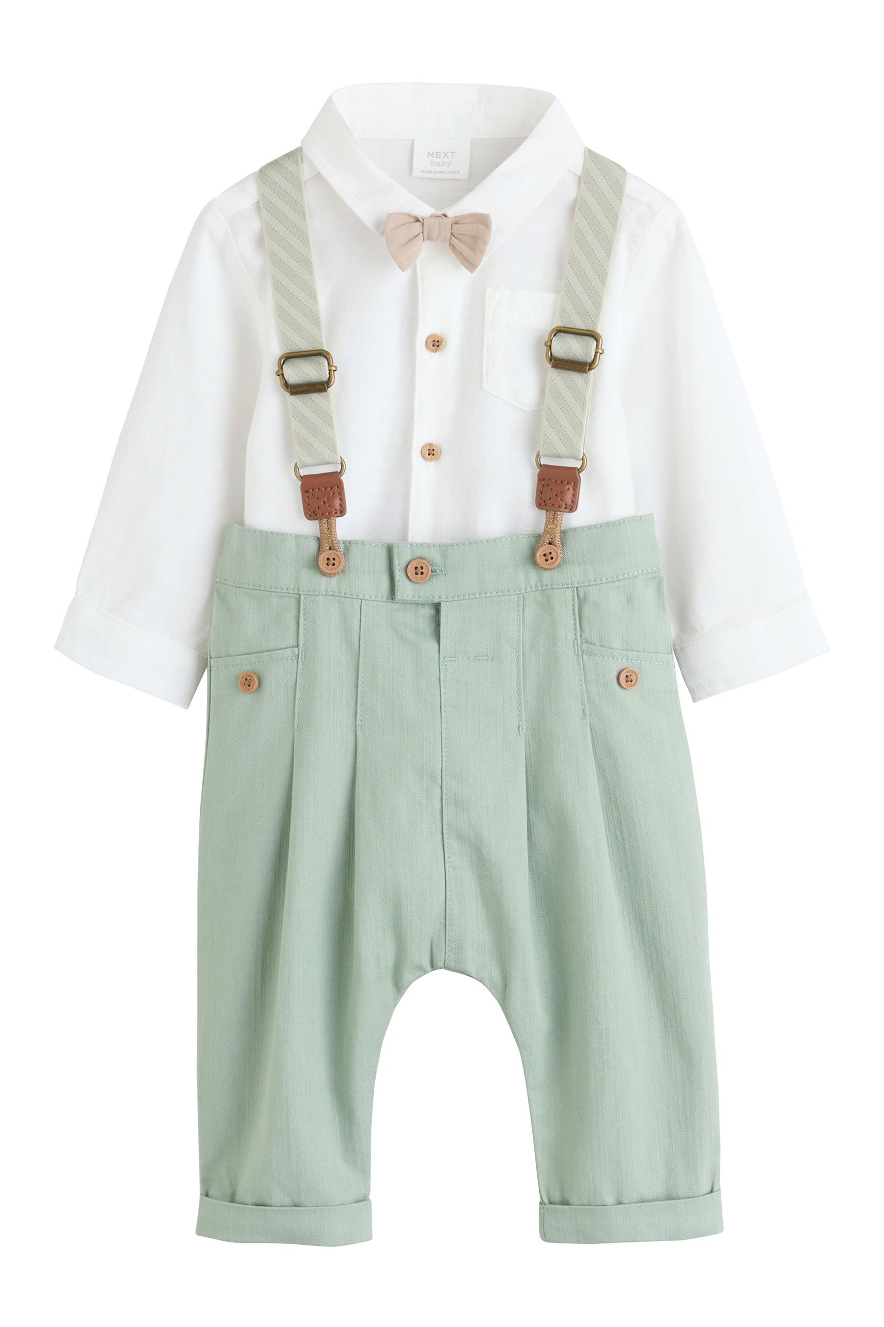 Next Hemd & Hose 3-teiliges Baby-Set mit Hemd, Hose und Hosenträger (3-tlg)