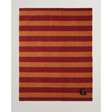 Wohndecke Gant Home Wolldecke Varsity Stripe Throw Plumped Red (130x180cm), Gant